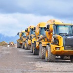 Access all areas The articulated dump trucks line up ready for work in an application that brings a new dimension to wind farm development.