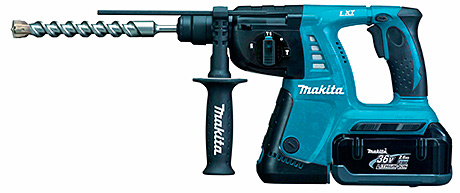 The latest version of Makitas top-of-the-range cordless hammer drill the mighty 36v BHR262 packs an Olympic 2.5 joules of impact energy which, when combined with up to 4800 impact blows per minute