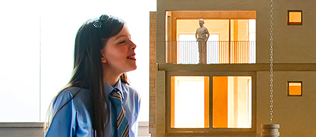 Holly Sommerville, a pupil at Our Lady and St Francis Primary School, close to where the house is being built, gives the design the once-over.