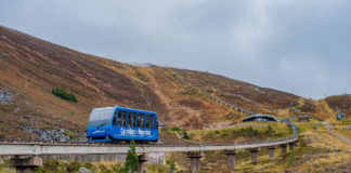 Cairngorm funicular railway passing a low point