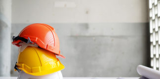 Hardhats on desk
