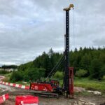 Piling work underway at site of relocated Hairmyres Railway Station Piling rig