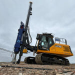 Akela's JCB-JX piling rigs, fitted with BSP hydraulically accelerated hammers