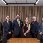L-R: Steven Leith; Alan Gordon (senior partner); Charles Metcalf; Felicity Forbes-Davidson; John McHugh (Managing partner); and Mark Rutherford