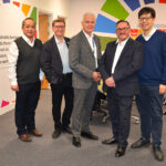 Scottish project will explore relationship between healthcare and built environment Left to right: Alan Chim (Head of Asset Management, Glasgow Caledonian), Professor Billy Hare, Tom Steele, Alex Reid (Apsis Solutions) and Dr Michael Tong.