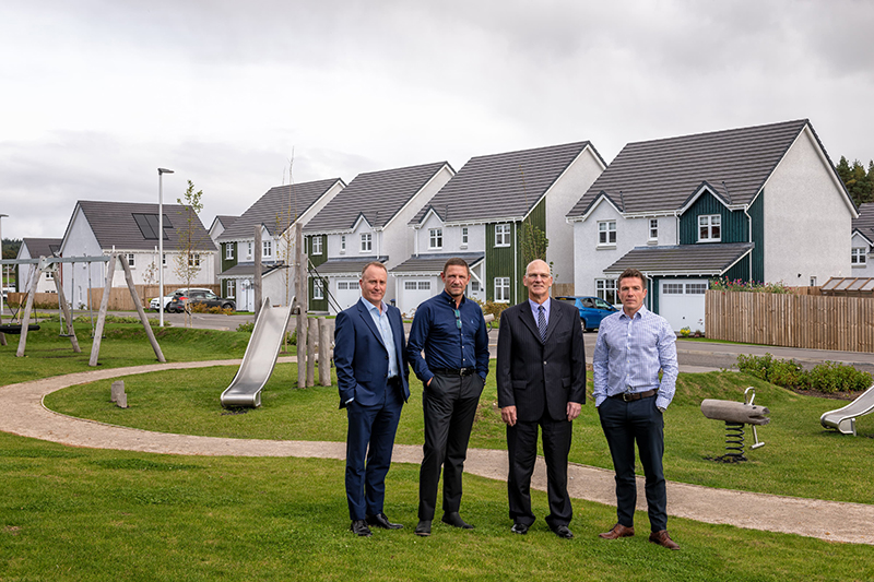 Bancon Group operating board Andrew Tweedie, Bancon Group CFO; Jamie Tosh, Bancon Homes & Construction MD; Bob McAlpine, group chairman; and David Crawford, Deeside Timberframe MD