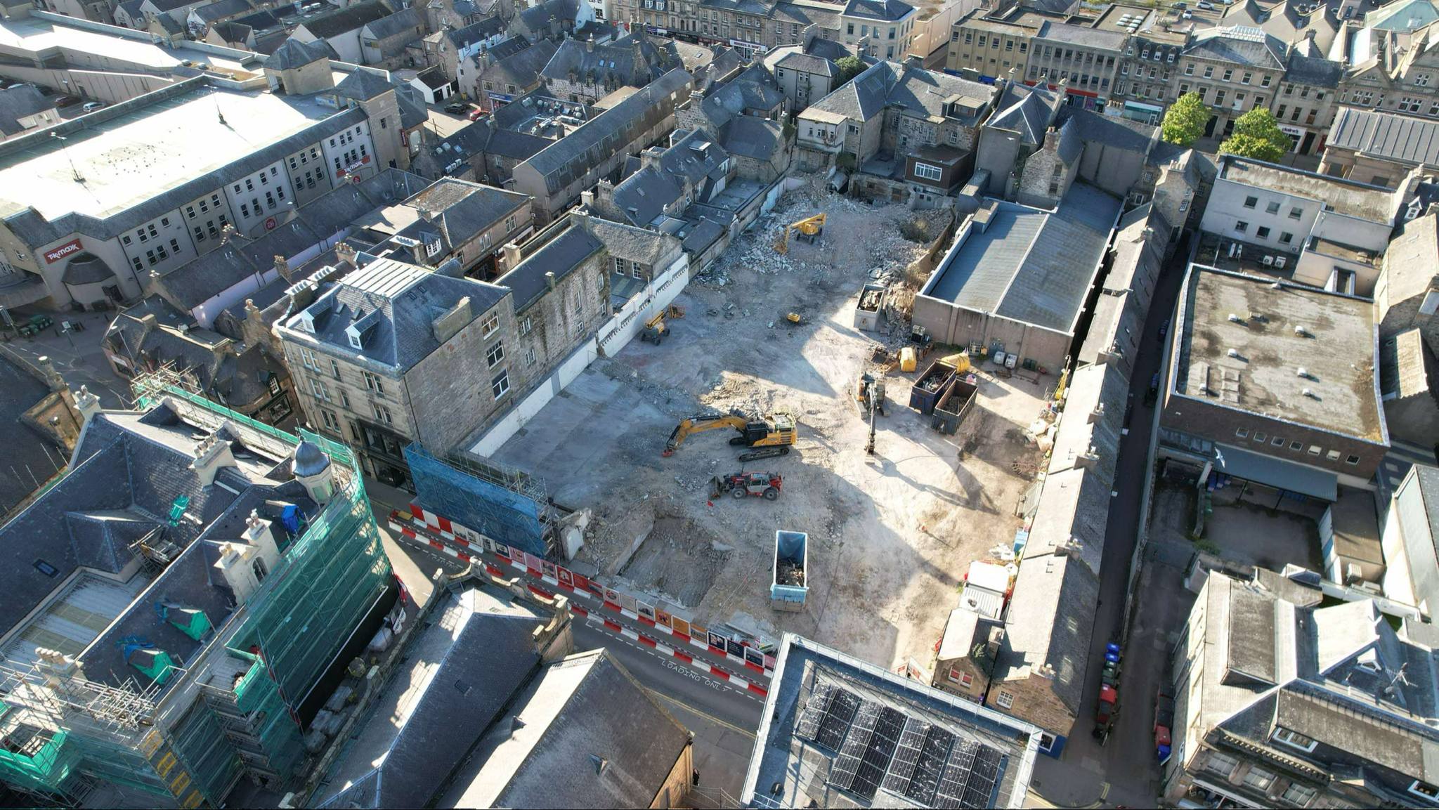 Aerial shot of demolition work