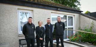 Michael Sweeney (co-founder and director at Union Technical); Heather Duff (head of asset and strategy at Riverside Scotland); John Morell (asset & building safety officer at Riverside Scotland); and Chris Cogan (construction director at Union Technical)