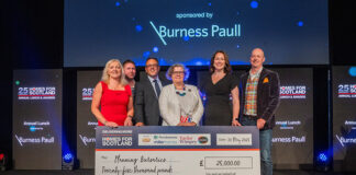 Cheque presentation at Homes for Scotland lunch