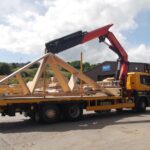 First timber kits delivered by Muir Timber Systems at Falkirk housing development Muir Timber