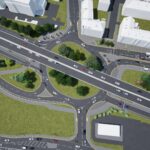 Glasgow eyes redesign of Thornwood roundabout and national cycle route Aerial of the road