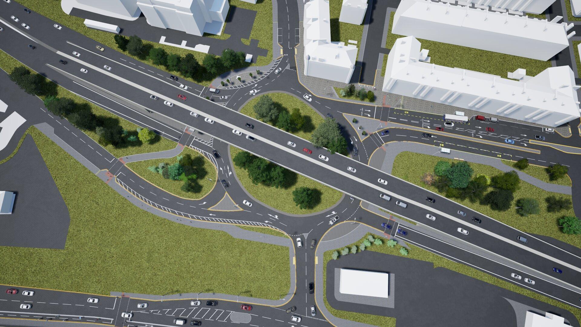 Aerial of the road