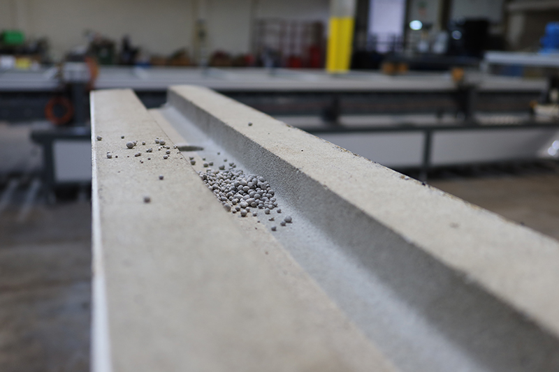 VASO panel with recycled glass beads