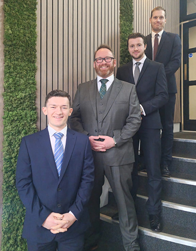L-R: Andrew McCall, Stephen Cunningham, Ben Roddis, and Graeme Millar. Image credit: Allied Surveyors Scotland