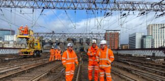 Engineers on Glasgow Central tracks