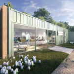 Dalbeattie modular construction business secures Falkirk Wheel project CGI of modular container office at Falkirk Wheel
