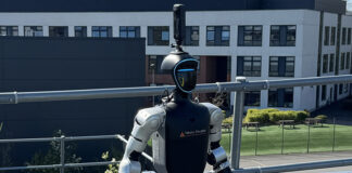 Humanoid robot on construction site