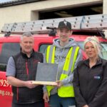 Apprentice of the Year winner hailed for ‘outstanding’ attitude to learning Alan Campbell, Operations Manager at Macleod Roofing, with Apprentice of the Year winner Lewis Scobbie and Gillian McKenzie, Apprenticeship Development Officer at CITB