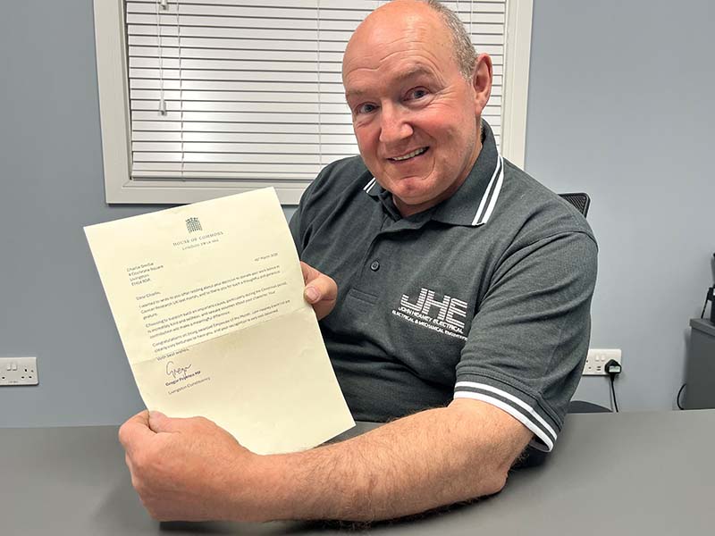Charlie Smillie with MP's letter