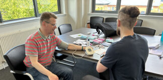 Health assessment taking place