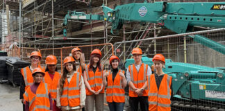 University students on construction site in Edinburgh