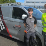 JHE welcomes new electrical apprentices after 40-strong application list JHE apprentices in front of company van