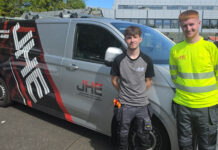 JHE welcomes new electrical apprentices after 40-strong application list JHE apprentices in front of company van