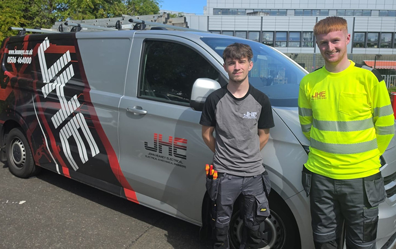 JHE apprentices in front of company van