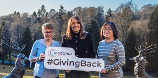 Caledonia Housing Association staff Sharon Clark, Neighbourhood Officer, Faifley, Julie Cosgrove, Chief Executive, Lola Ross, Neighbourhood Officer, Perth City.