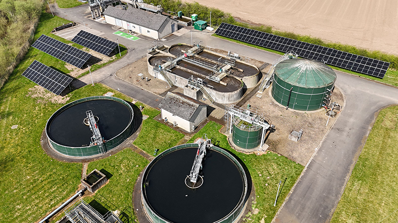 Solar panels at waste water treatment works