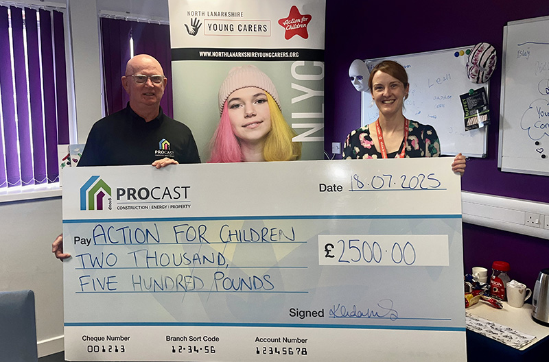Large cheque handover following charity golf day 