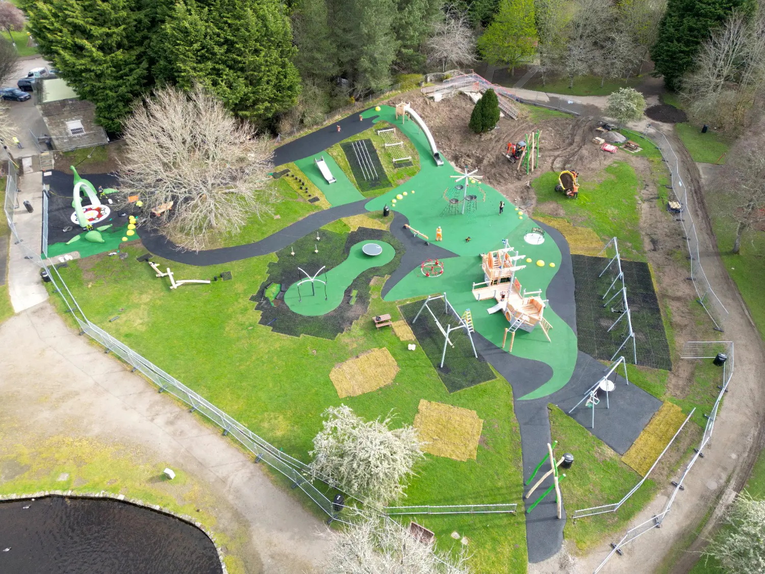 Aerial shot of park