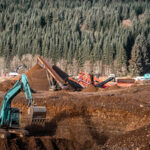 Construction machines on golf course