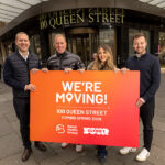 Clyde 1 relocates to ‘best-in-class’ Glasgow studios and offices L-R: Martin Speirs (director, CBRE); presenters George Bowie and Cassi Gillespie; and David Robertson (director of content, Hits Radio Network, Scotland & N.I)