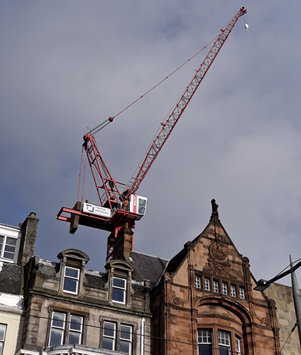Tower crane in Edinburgh city centre