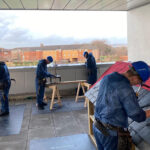 Roofing training students