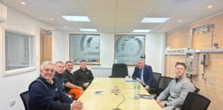artin Grant SECTT Lanarkshire TO, Chris Schneider (Adult Trainee), Callum Young (Time out), Davy Russell MSP and Contract Manager Kevin McKeown.