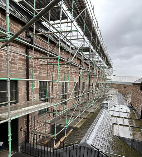 Scaffolding around Verdant Works Museum in Dundee