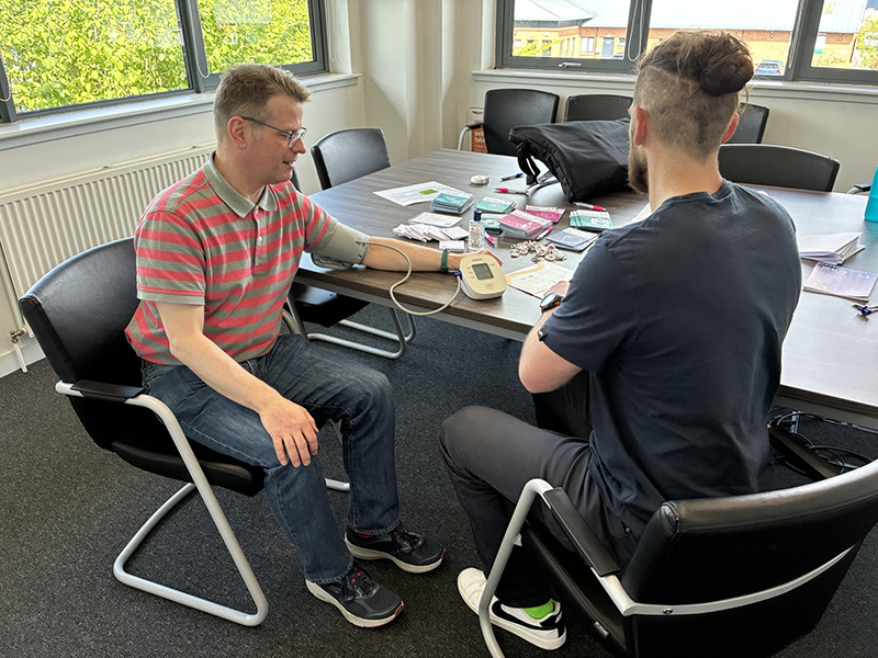 Health assessment taking place