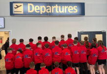 Govan High pupils on their way to Valencia