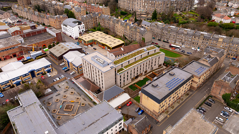 Aerial view of student accommodation in Edinburgh