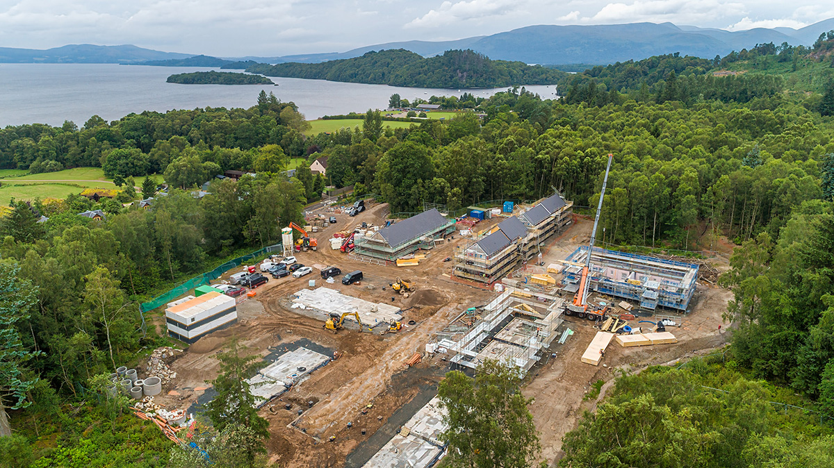 Aerial image of Balmaha housing develoment