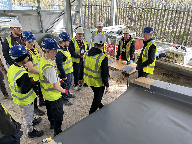 Construction workers being trained