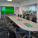 Long table in empty training room