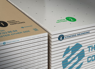 Plasterboard with printed codes
