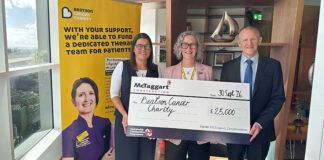 McTaggart Construction hands cheque to Beatson Cancer Charity