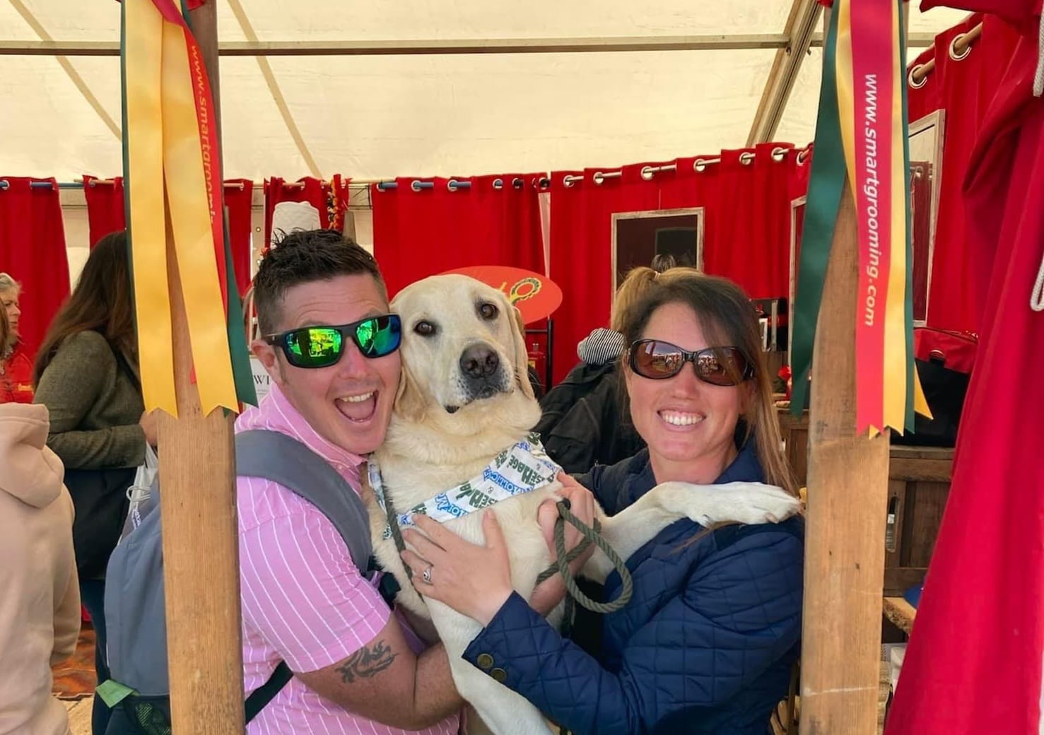 Construction director with his wife and dog marking Mental Health Awareness Month