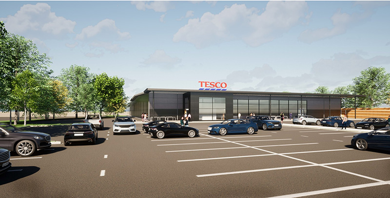 CGI shows artist's impression of the proposed Tesco supermarket